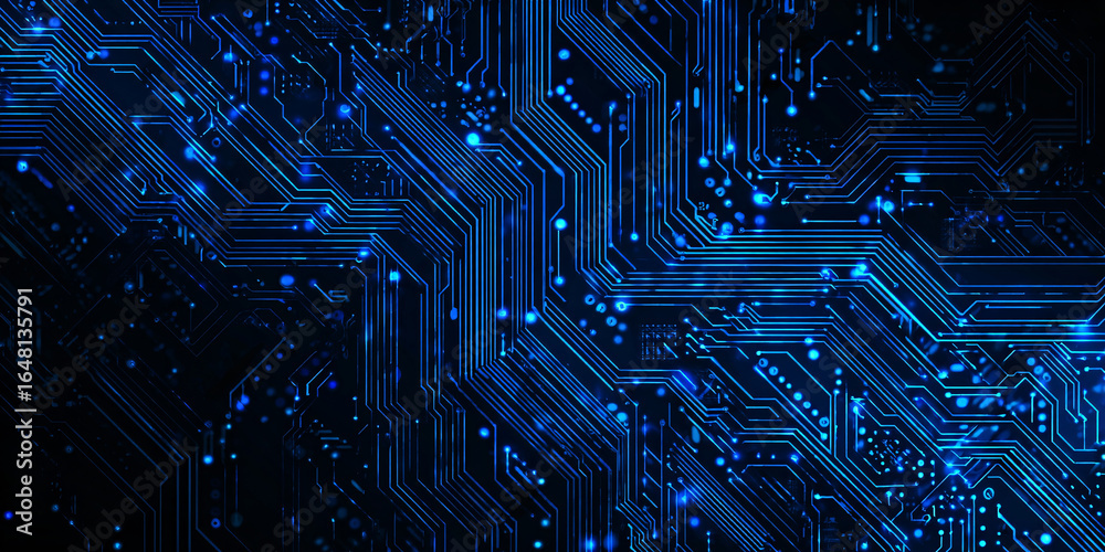 Canvas Prints abstract technology background in the form of a blue circuit board. microchips and modern technologi