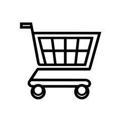 Outline drawing of a shopping cart for online retail and grocery store purchases and shopping 100