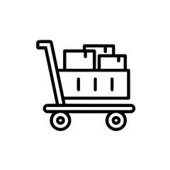 Delivery cart with boxes icon representing shipping and transportation logistics needs today and tomorrow