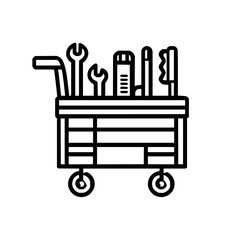 Rolling toolbox filled with various tools is ready for any repair project and maintenance needs