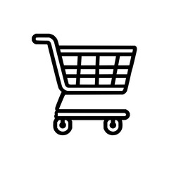 Simple shopping cart icon representing retail purchases and online shopping experiences for consumers and businesses