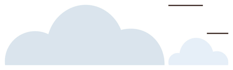 Light blue clouds of varying sizes with two clean horizontal lines, evoking simplicity and tranquility. Ideal for weather, nature, clarity, minimalism, freedom, dreams and contemplation. A simple