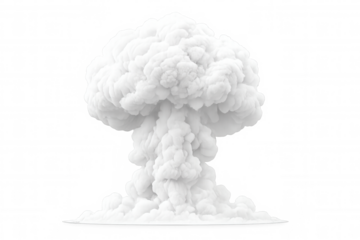 Highly realistic mushroom cloud explosion rising with transparent background, perfect for compositing into visual effects shots