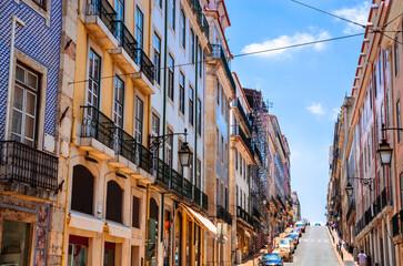 Beautiful old cozy street in Lisbon, Portugal