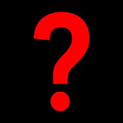 Question mark red icon on isolated black background