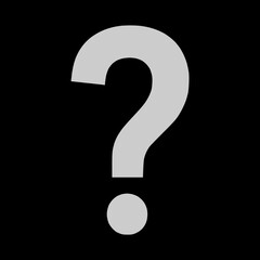 Question mark gray icon on isolated black background