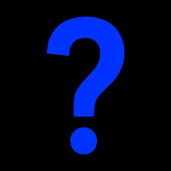 Question mark blue icon on isolated black background