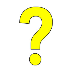 Question mark yellow icon on isolated white background
