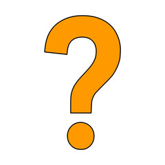 Question mark orange icon on isolated white background