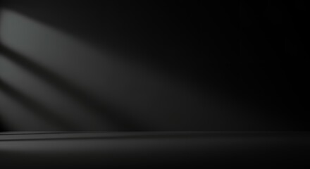 Dark minimalist interior room with dramatic shadow play and architectural lighting creating moody atmospheric space for luxury design concepts