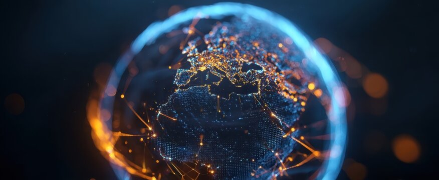 The Globe of Digital Connectivity Illuminating Global Networks and Futuristic Data Flow