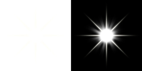 White Light Bursts on Transparent and Black Backgrounds

