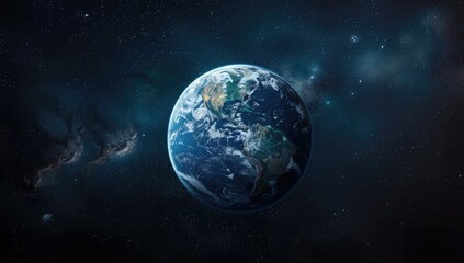 Fototapeta premium Earth from space, nebula background; planet, cosmos, exploration, science, education