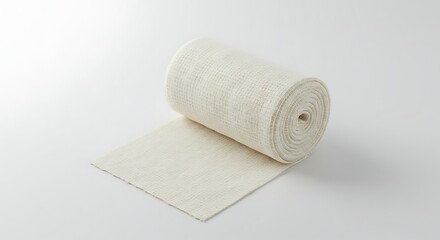 Obraz premium Rolled Bandage: A detailed shot of a fresh, unused bandage roll, ideal for healthcare and medical visuals.