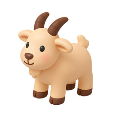 3d isometric cute goat cartoon