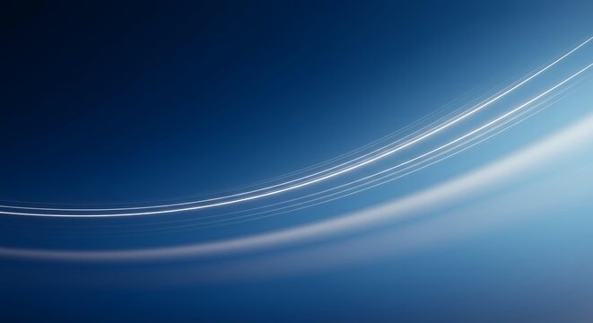 Elegant blue gradient background with sweeping curved light lines and atmospheric glow for premium design projects