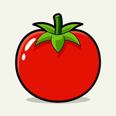 Vector illustration of a fresh red ripe tomato and apple with a green leaf, perfect for a healthy food icon