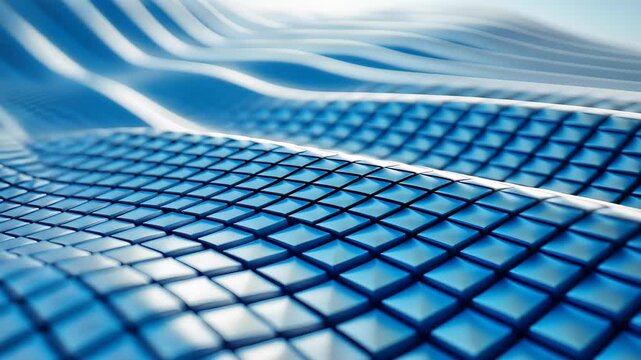 Abstract Cubes of Azure: A mesmerizing pattern of textured, azure cubes, artfully arranged in a dynamic wave, evokes a sense of technological innovation and oceanic serenity.