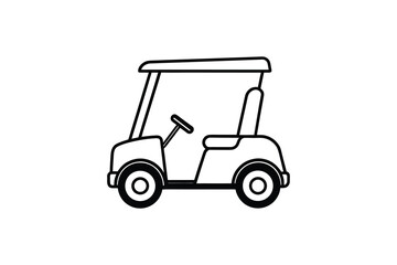 Fototapeta premium A simple line drawing of a golf cart with a roof and two seats silhouette