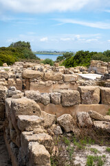 Various ancient artefacts, ruins of houses and fortress from Phoenician times, found on small island Monza near Sicily in southern Italy, archaeology as a science