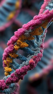 Detailed macro shot illustrating tRNA delivering amino acids to ribosome for stepwise elongation of polypeptide chain.