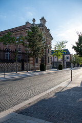Fototapeta premium Walking on sunset on Avenue of Champagne, Epernay, France, view on champagne houses