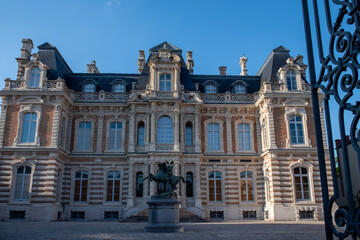 Walking on sunset on Avenue of Champagne, Epernay, France, view on champagne houses