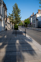 Walking on sunset on Avenue of Champagne, Epernay, France, view on champagne houses