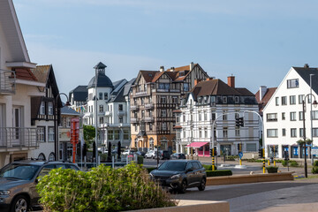 Cosy seaside holiday village on North Sea, built in belle epoque style in Flanders, De Haan or Le Coq sur Mer, Belgium