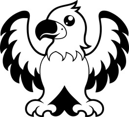 Obraz premium SVG Black Griffin Outline.Stylized Illustration of a Cartoon Bird with Open Wings