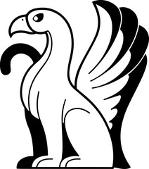 Fototapeta premium SVG Black Griffin Outline.Stylized Black and White Illustration of a Mythical Creature