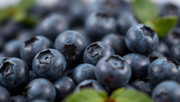 Blurry image of blueberries. Berries background. Abstract food background, studio photography. White tone