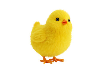 Obraz premium adorable yellow fluffy chick plush toy on black background perfect for children or decor