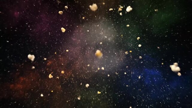 popcorn kernel exploding colorful powder burst