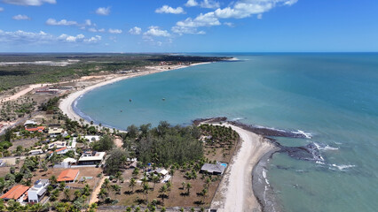 Fototapeta premium Sardim Beach At Cajueiro Da Praia In Piaui Brazil. Beach Skyline. Nature Landscape. Summer Travel. Sardim Beach At Cajueiro Da Praia In Piaui Brazil. Tropical Scenery.