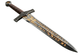 Ancient Sword with Glowing Runes and Intricate Handle Design Suitable for Fantasy Art and