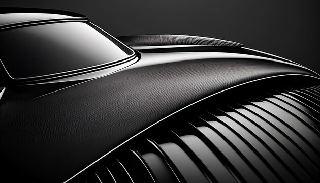 closeup of a black car hood black and white art high contrast simple shapes bold lines smooth curves simple design simple background 3d render octane unreal
