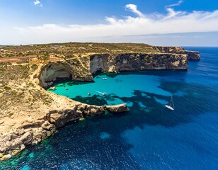 Obraz premium Coastal scenery with turquoise bay