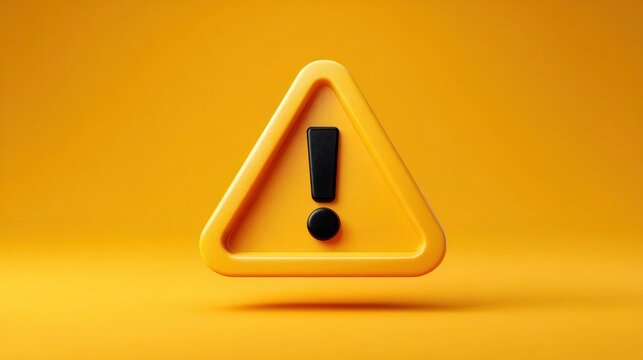 Stunning photo of 3D warning icon exclamation sign danger alert background of illustration caution symbol error button concept or security attention message and traffic triangle.