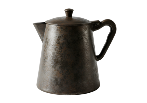 Antique metal teapot with a dark background showcasing vintage craftsmanship