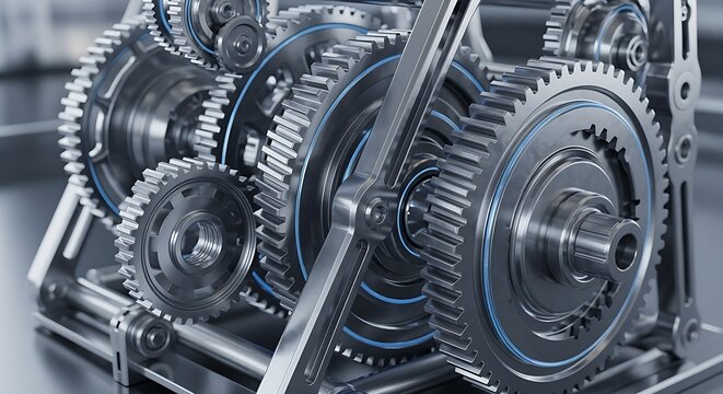 Ultra modern gear system with polished steel compo