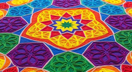 Fototapeta premium Vivid festival colors in powdered form arranged sy