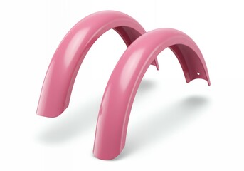 Pink bicycle fenders showing interior mounting system with attachment brackets and hook points for frame installation
