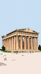 Naklejka premium Ancient temple illustration