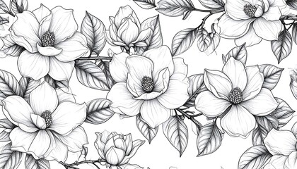 Elegant magnolia floral pattern