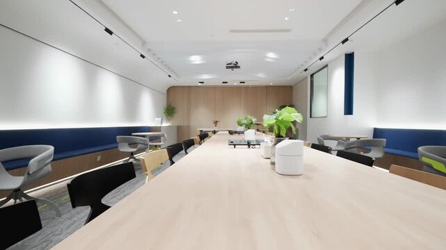 empty meeting room corporate office boardroom modern conference urban city backgrounds 4k footage