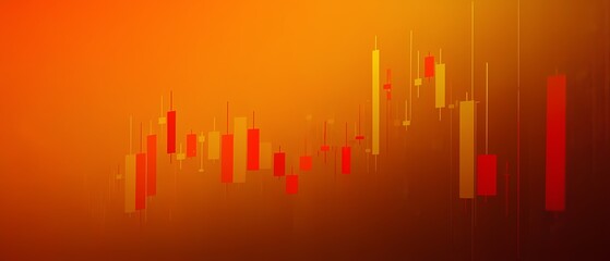 Stock market trends candlestick charts analysis financial sector digital content warm color palette abstract viewpoint