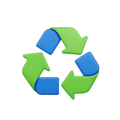 Green and blue recycling symbol isolated on transparent background