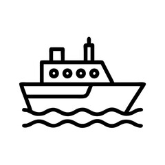 Obraz premium Cruise Ship Shape-Based Outline Icon, Monochrome, Transparent Background