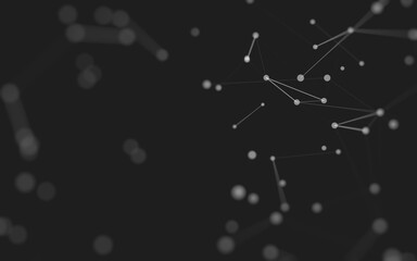 Fototapeta premium Abstract background. Molecules technology with polygonal shapes, connecting dots and lines. Connection structure. Big data visualization.